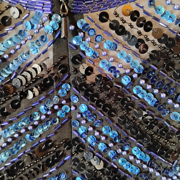 AJ Bari Silk Sequins/Beaded Vintage Tunic - Picture 6 of 7